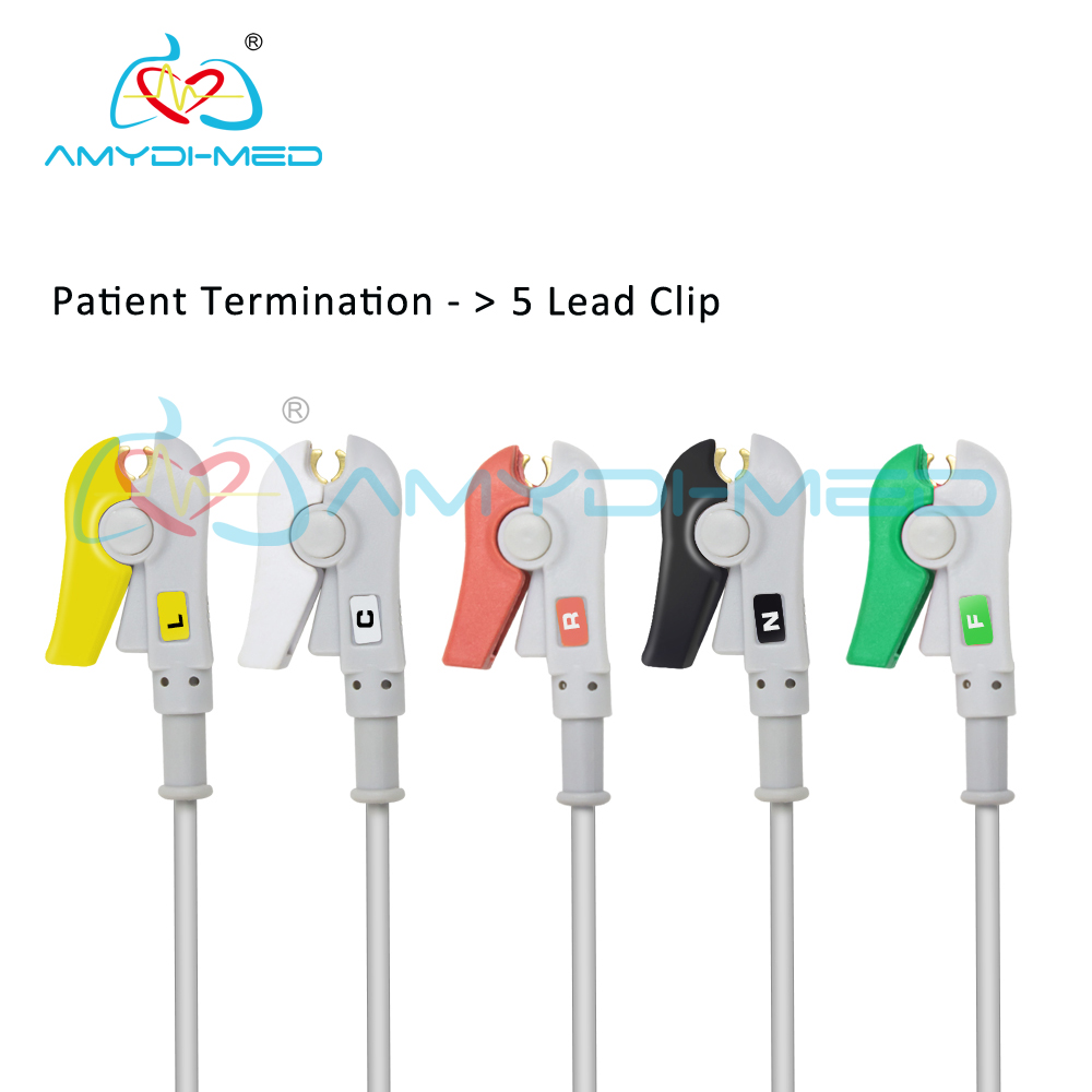 Electrode Clip 3 Lead Ecg Cable Round 12P TPU Jacket Customizable