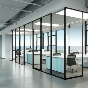  Single Glazed Office Glass Partition Wall with Sound Insulation and 108mm/90mm Thickness for Panoramic System Manufactures