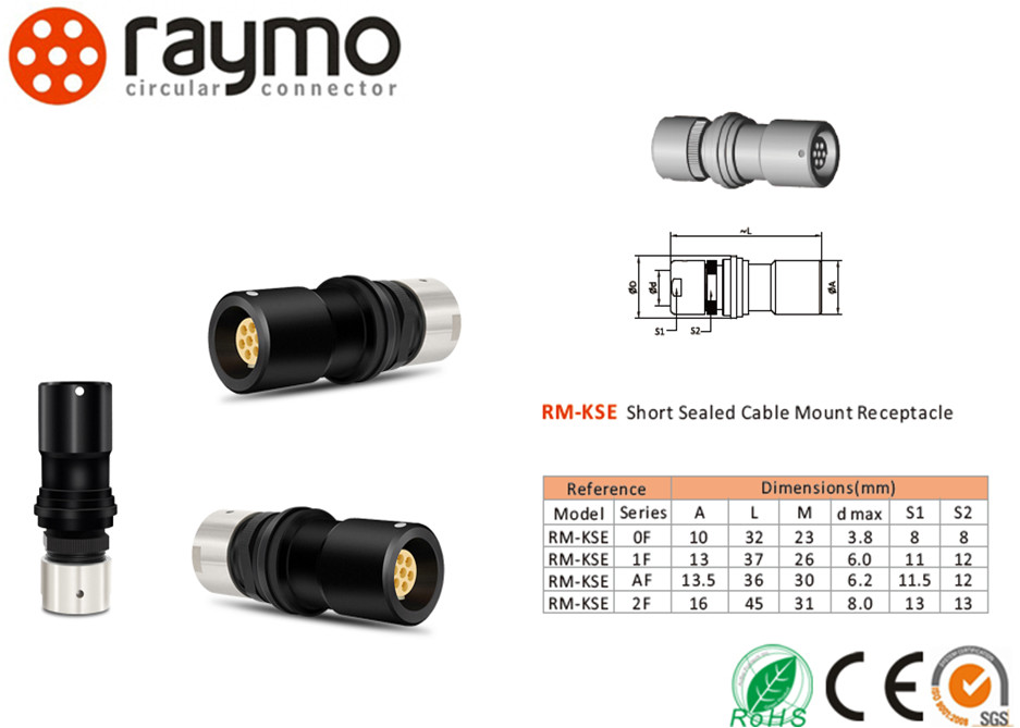Fischer Waterproof Connector Short Cable Receptacle, KSE KS 7 Pins Circular Connector, Kse 102 A056 140