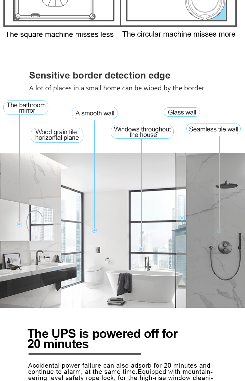 Household Smart Home Cleaning Appliance with Dual Water Spray Function and 500mAn Battery
