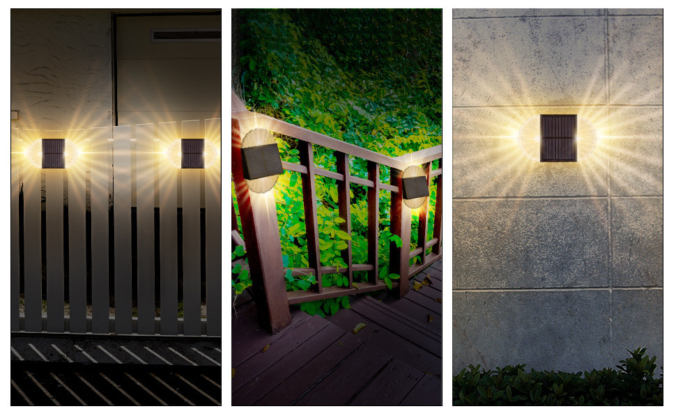 2000K Solar Powered Fence Lights IP44 Outdoor Decorative LED Light 5V