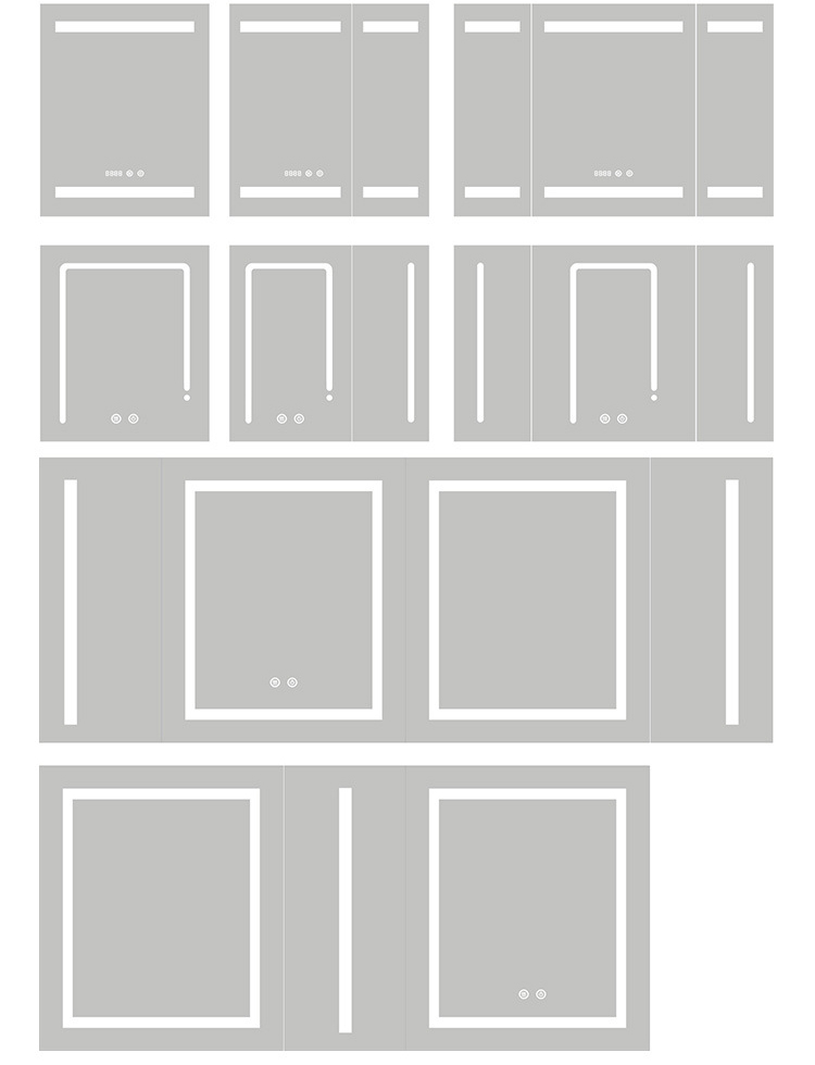 Silver LED Medicine Cabinet Wall Mounted Stainless Steel Mirror Cabinet Customized