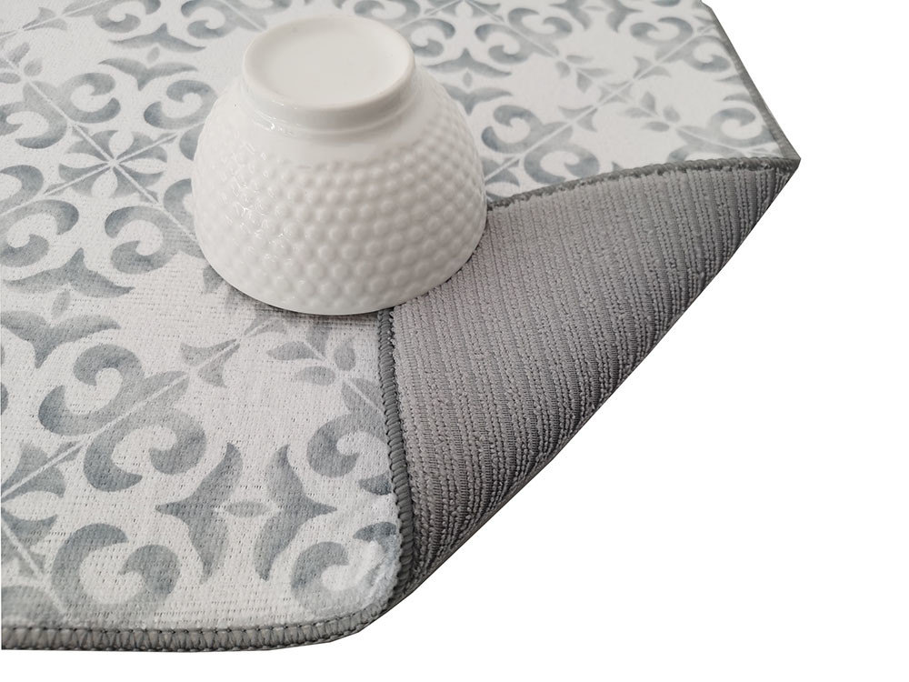 Reversible Absorbent Microfiber Dish Drying Mat For Kitchen Countertop