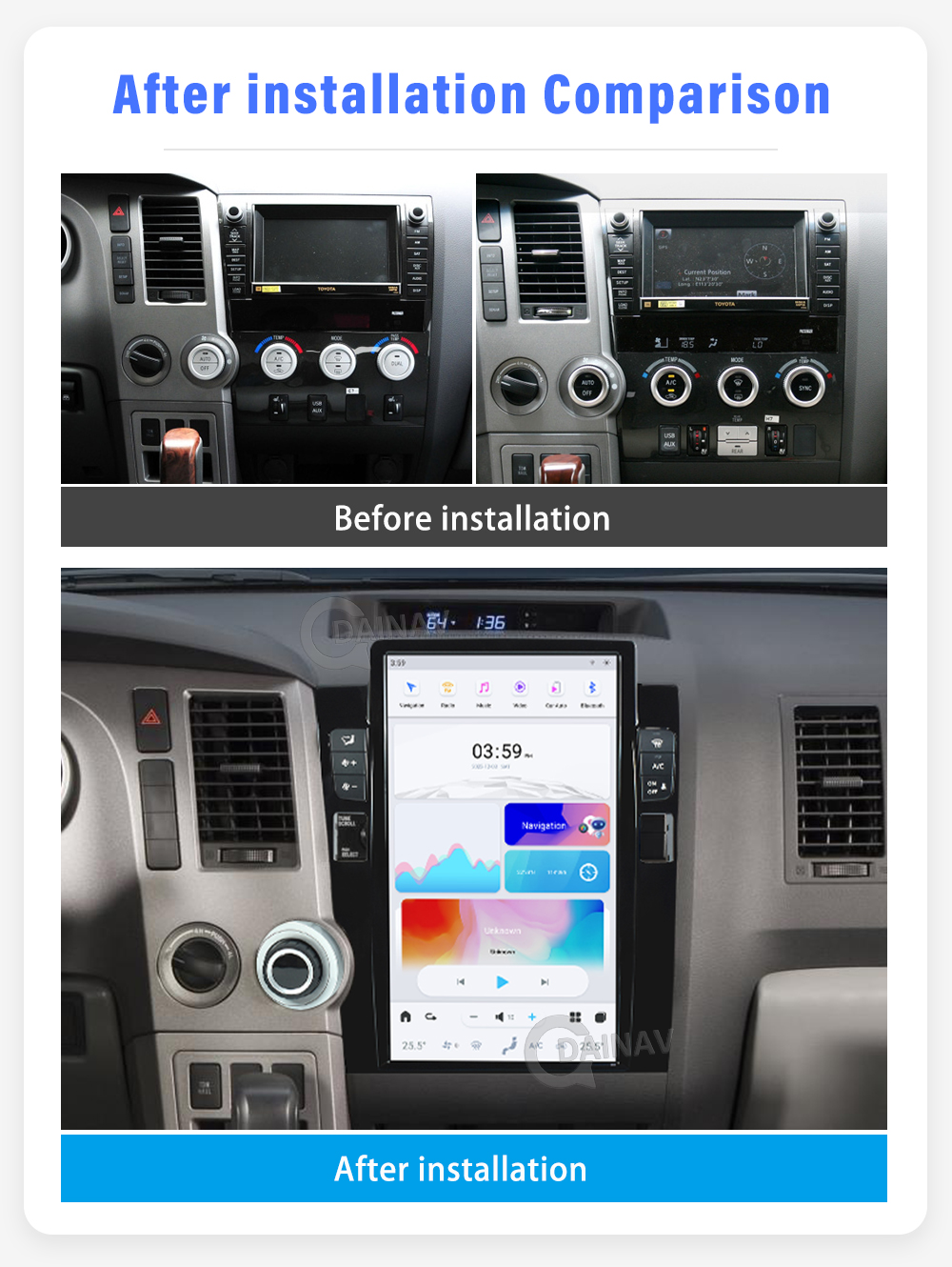 13.6 Inch Android 11 For Toyota Tundra Sequoia 2007-2013 Multimedia player GPS Navigation WIFI Carplay Head Unit