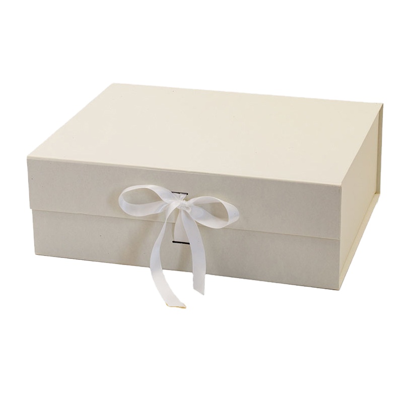 Recycled Materials Custom Magnetic Folding Gift Box with Ribbon Closure Logo Printing