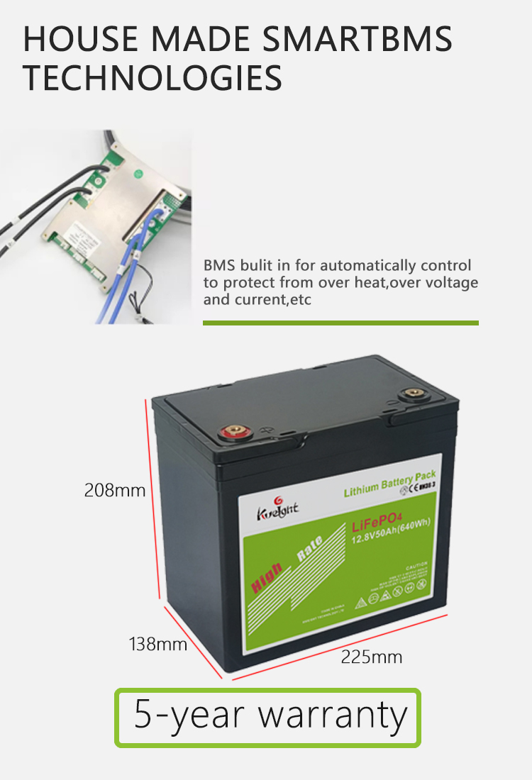 12.8v 50ah Lithium Battery Bms Built In Grade A Power For Rv Street Light