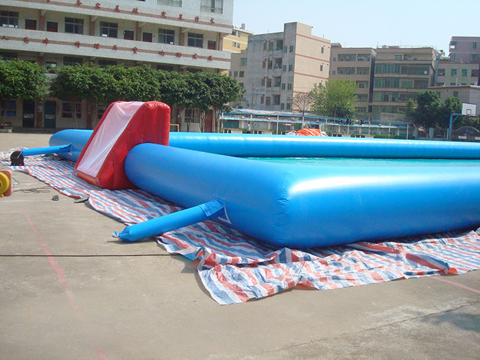 Lagre Tarpaulin Inflatable Sports Games , Blue Color Inflatable Football Court / Field