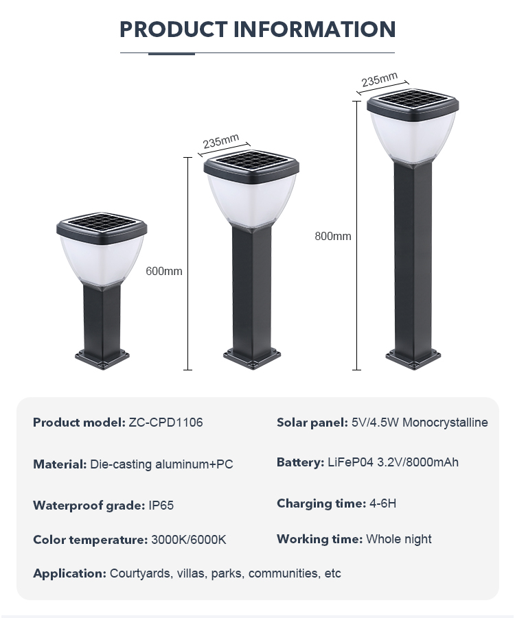 Fast Charge Aluminum LED Solar Pathway Lights IP65 Outdoor Solar Lamp For Patio Yard