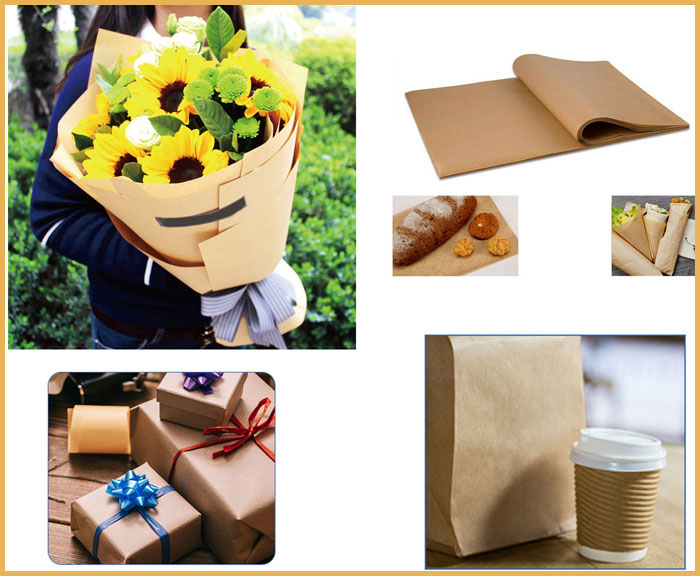 40g - 80g Food Grade Brown Kraft Paper For Flower Package Strong Folding Resistance