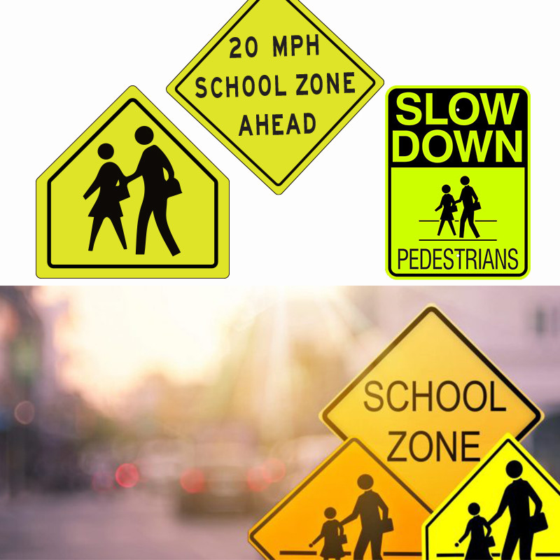 Slow Down Crossing Reflective Warning Signs For School Zone Aluminum Custom