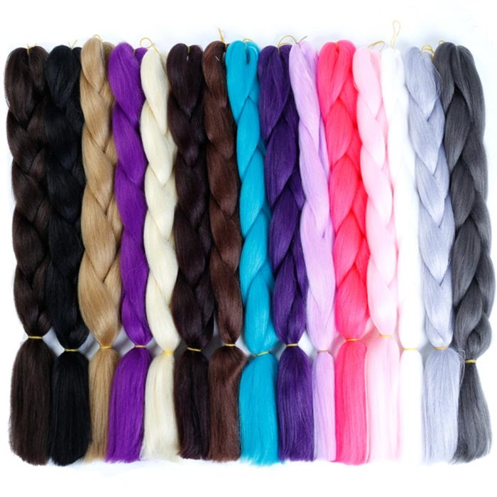 24 Inch Synthetic Crochet Braid Pre Stretched Braiding Hair Colorful