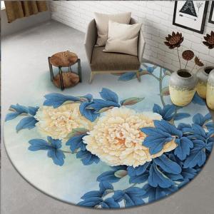 China Plant And Flower Round Polyester Fiber Floor Carpet For Sofa And Living Room on sale