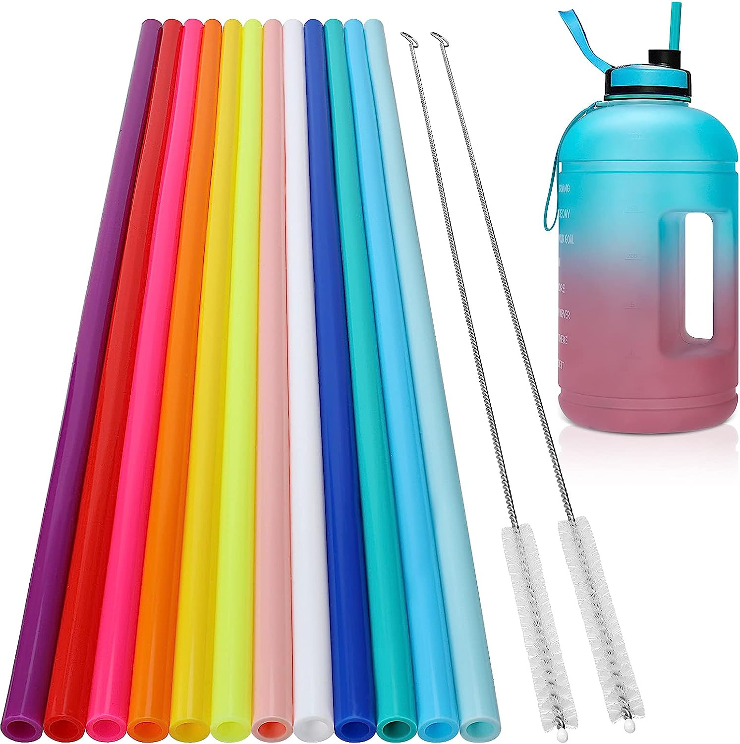 Flexible Nontoxic Extra Long Silicone Straws , Multipurpose Reusable Rubber Straws