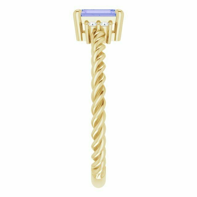 Tanzanite 0.06CTW Rope Engagement Ring In 14K Yellow Gold