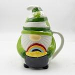Custom Creative 3d Christmas Ceramic Mugs Spring Gnome Green Color Decorations