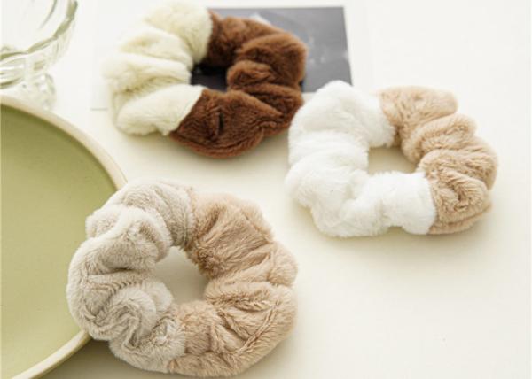 Winter splicing plush fur hair band scrunchies simple imitation rabbit hair