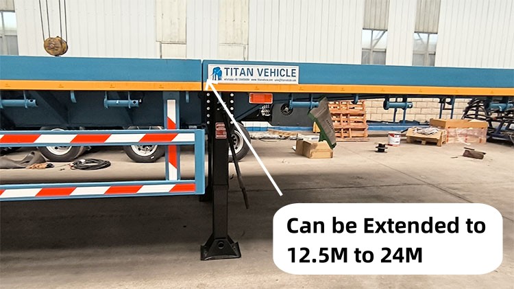 TITAN Tri Axle Telescopic Trailer   24MExtendable Flatbed Trailer for Sale