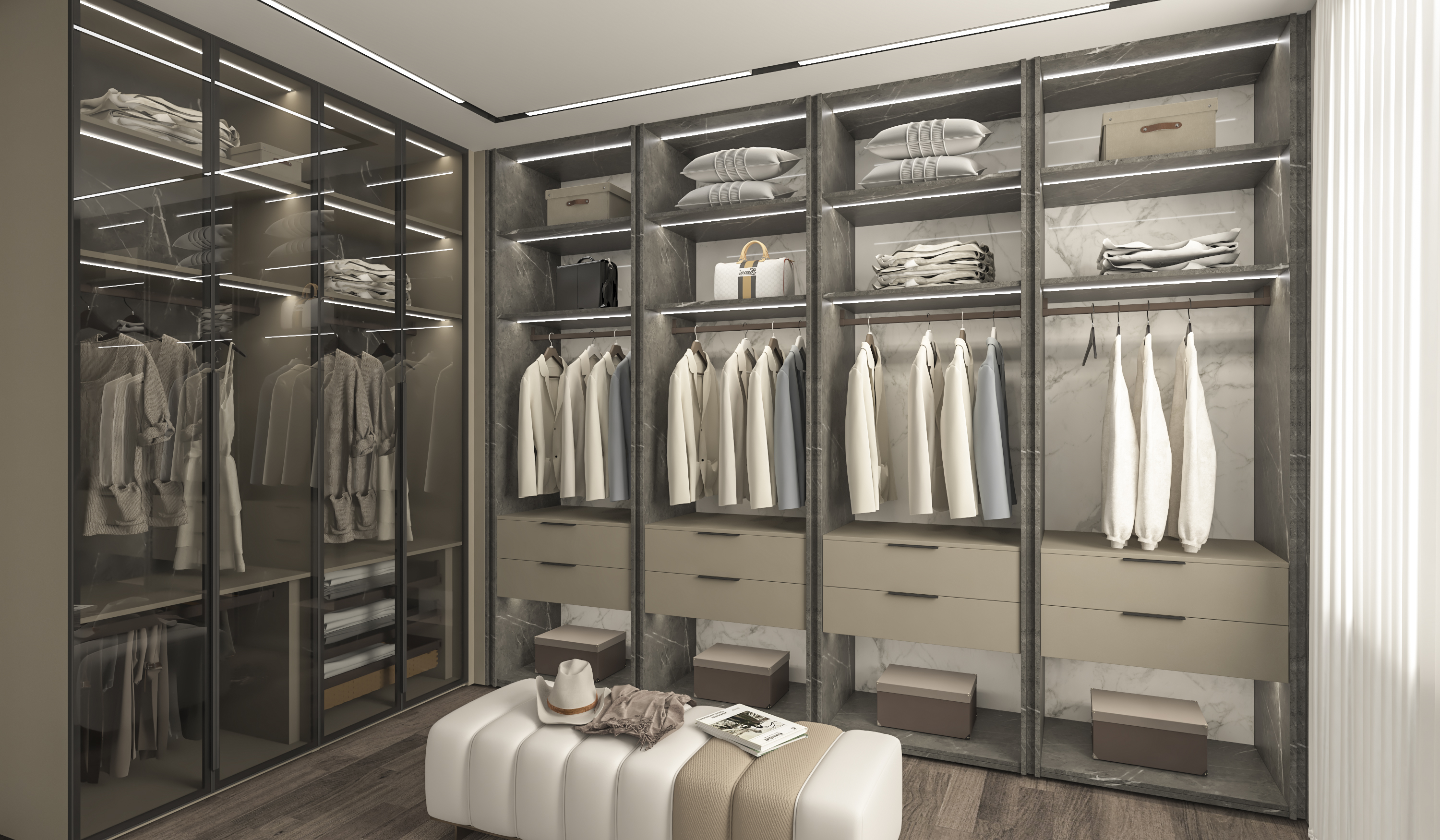 YALIG Bedroom Furniture Portable and Foldable Wooden Wardrobe with Contemporary Design