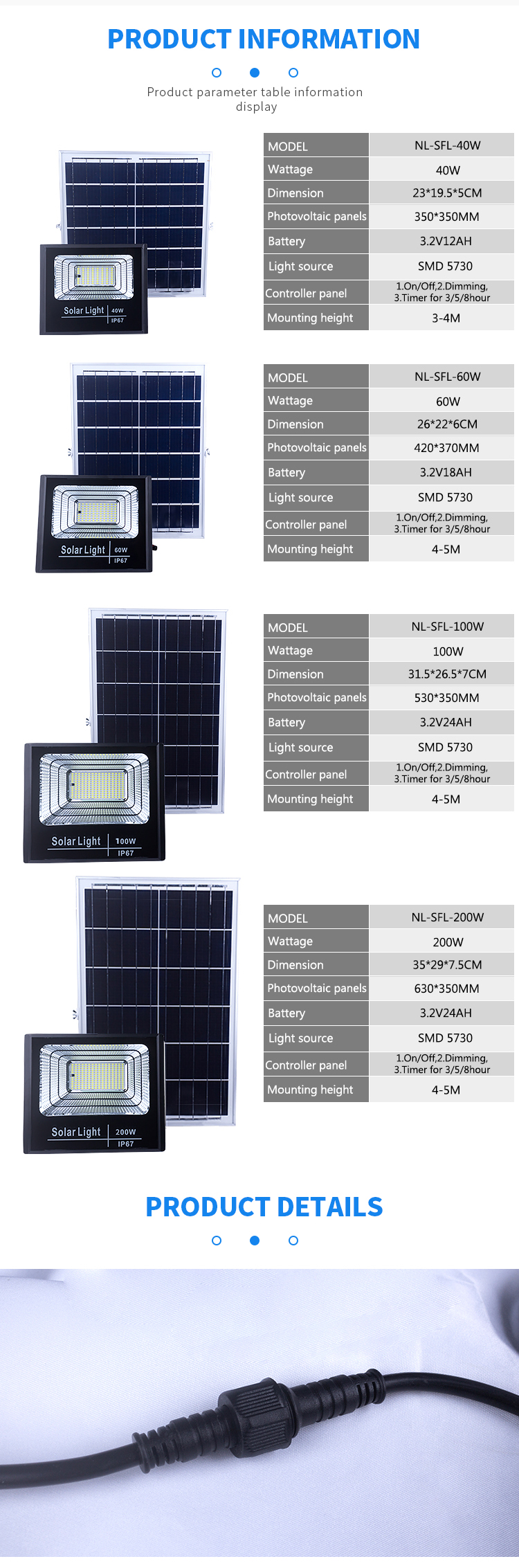 LED solar flood light