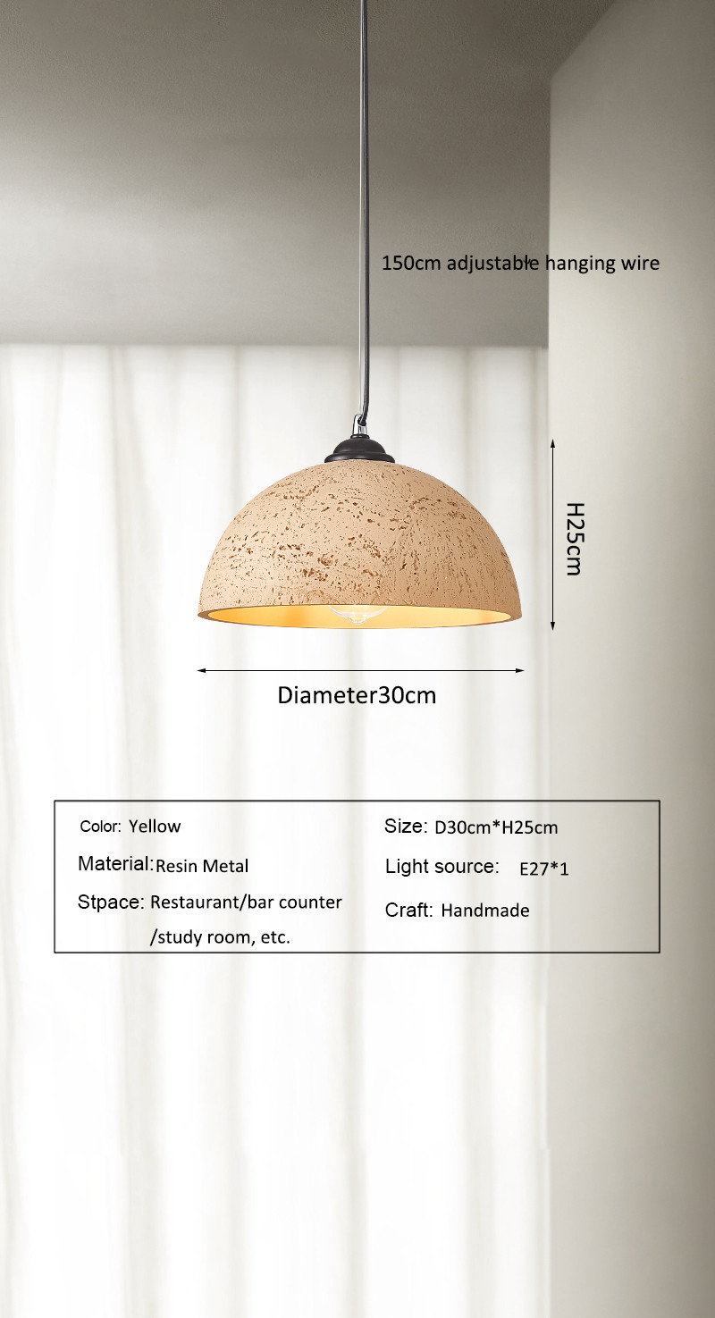 Nordic Simple Wabi-Sabi Style Led Droplights Living Room Bedroom Dome Pendant Light(WH-AP-589)