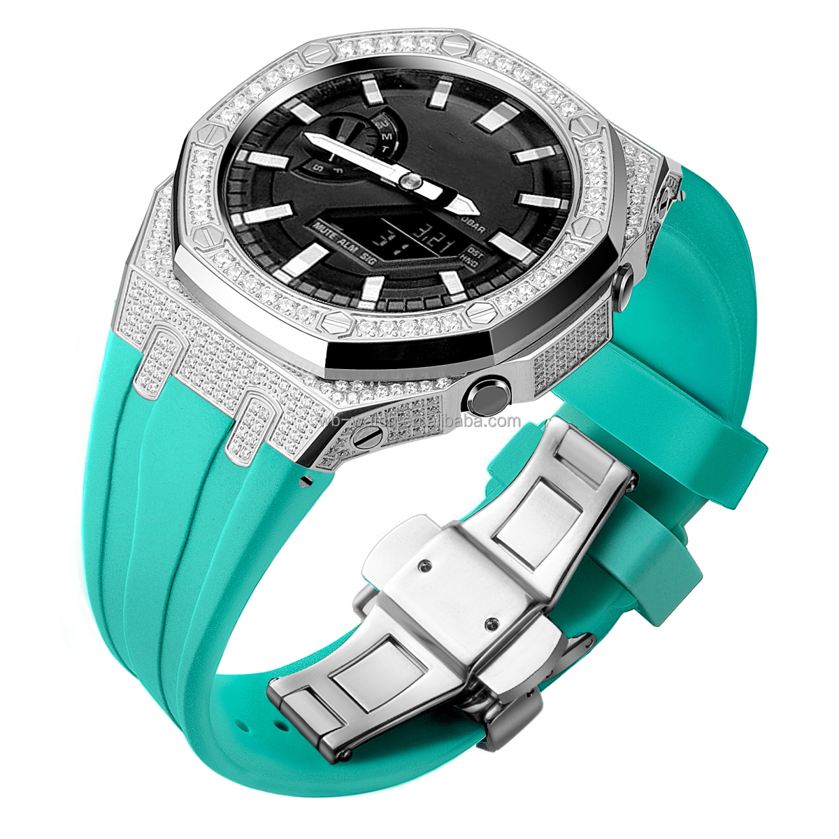 Luxury Ga2100 5Th Generation Full Diamond Watch Case Rubber Strap Resin Watch Band Kit