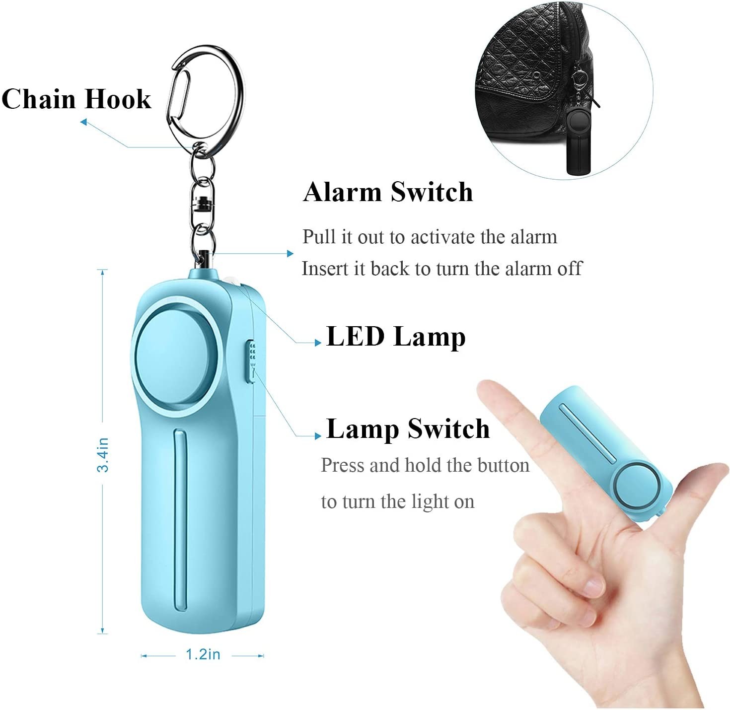 Security personal alarm devices personal aaa battery alarm bell anti rape self defense weapons