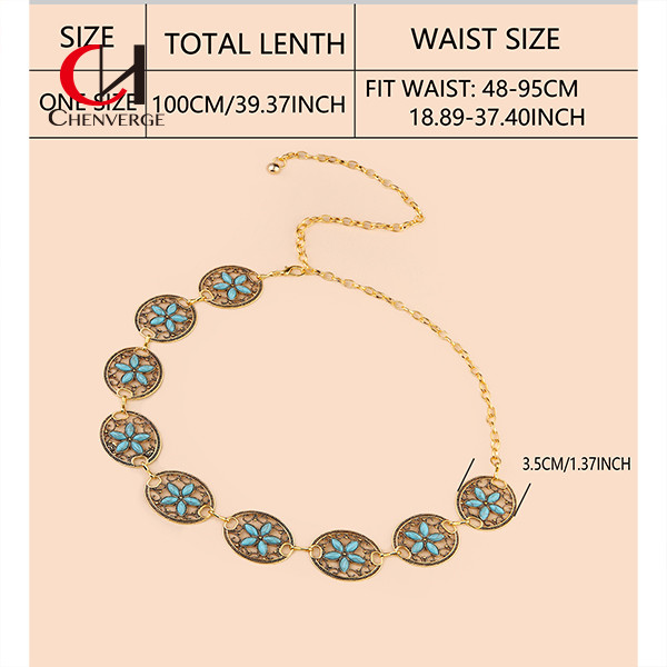 Delicate Metal Belt Women'S Standard Length Four Seasons Resort Style