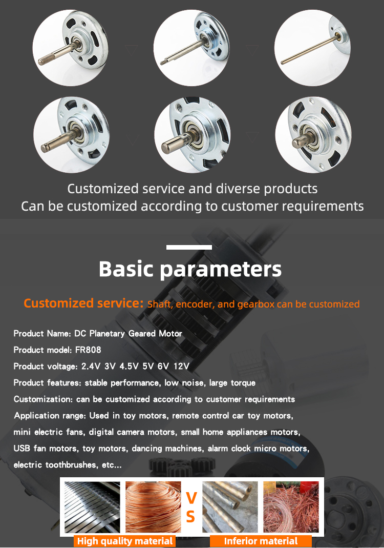 Faradyi Hot Selling 63Mm 12V 24V 36V 48V Brush Planetary Gearbox Dc Gear Motor