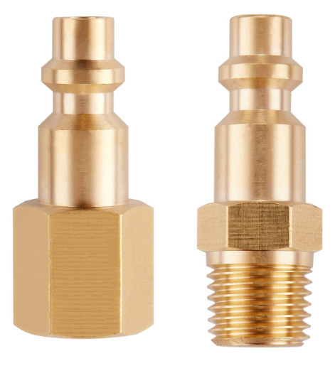 Pro High Flow Coupler & Plug Kit V-Style, 1/4 in. NPT, Solid Brass Quick Connect Air Fittings Set