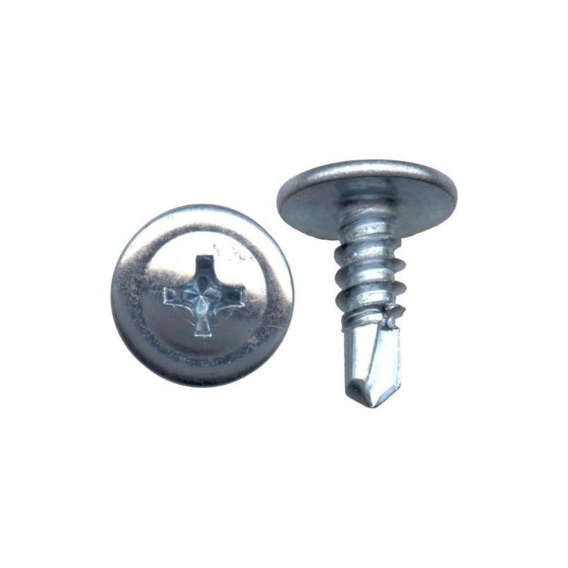 Round #2 Phillips Wafer Head Galvanized Self Drilling Screws M4.2 16mm Carbon Steel