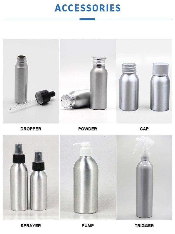 Sliver Color Customized Color Aluminum Bottles Hand Sanitizer Spray Bottle Aluminum Cosmetic Bottles
