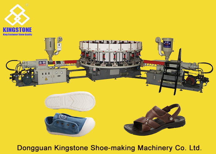 Men Leather Sandals Pvc Injection Moulding Machine Two Color With 20 Stations