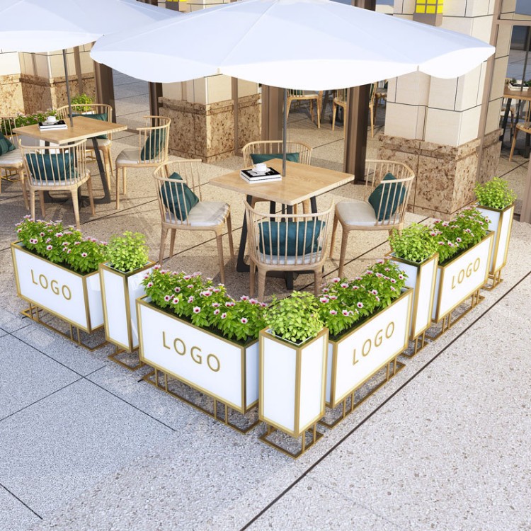Stainless steel new white rectangular planters box with legs