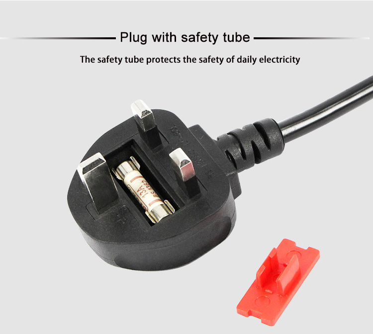 OEM ODM 1.5meters UK Power Cord Apply To Kettle Port And Laptop