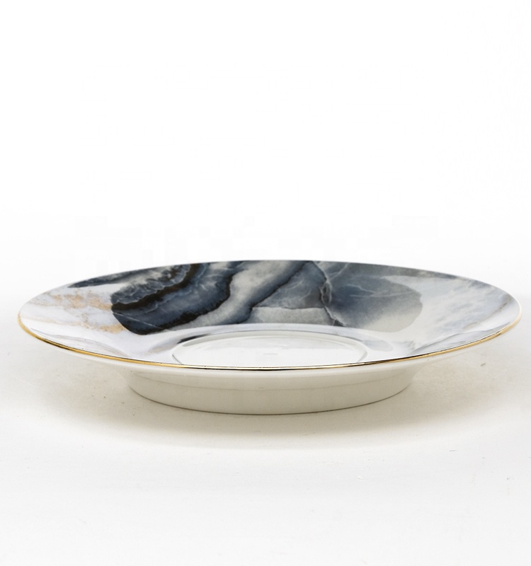 Marble design high-end cup and saucer gift set porcelain coffee tea cups and saucers