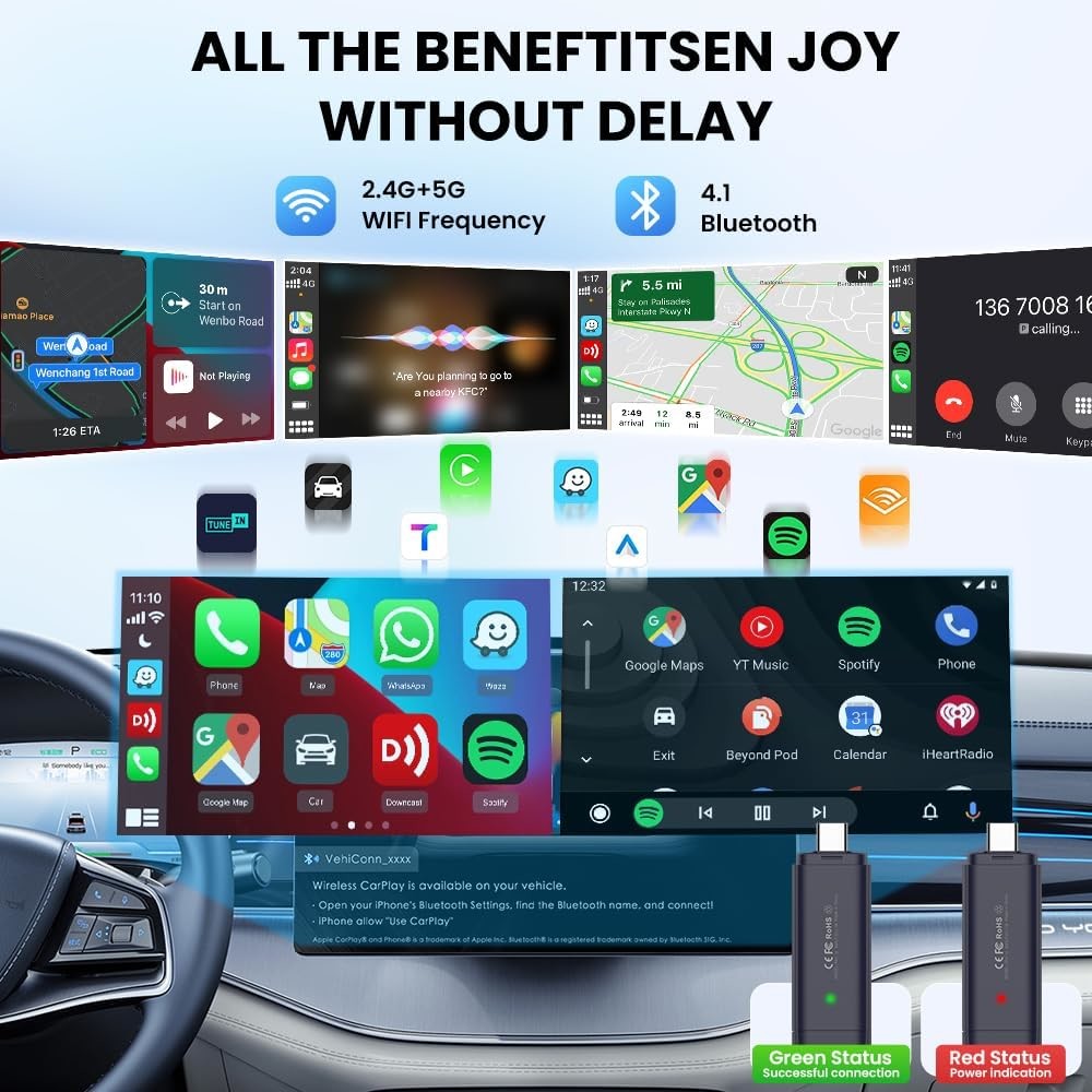 Wired To Wireless Adapter Carplay & Android Auto 2 in 1 Dongle Mini SEPro Ai Box Fast Connection