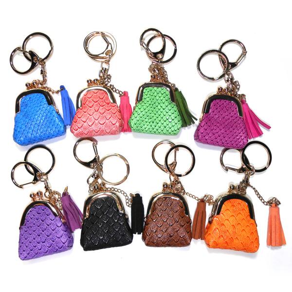 Antique Brass Plating Coin Bag Keychain , Snakeskin Personalized Leather