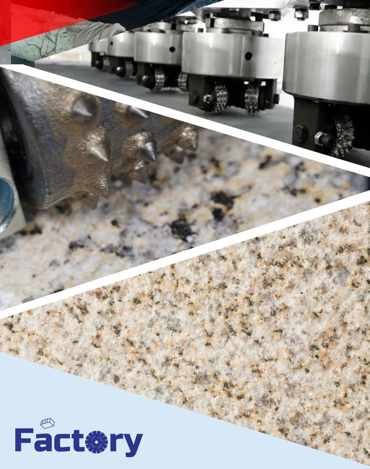 47KW LINSING Stone Slab Tile Bush Hammer Chiseled Rough Picking Marble Sandblasted Surface Granite Grinding Machine