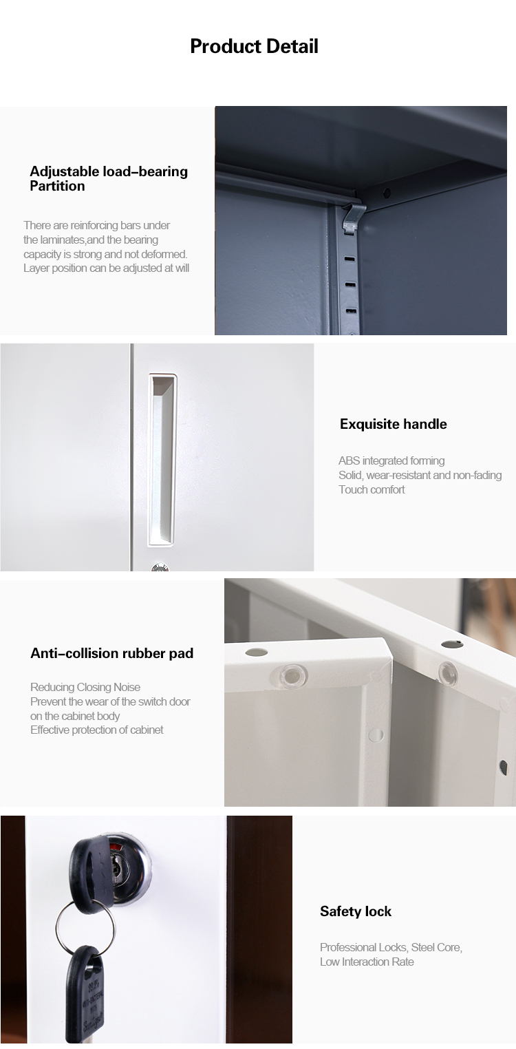 Double Color Full Height Office Furniture Metal Storage Cabinet For Staff