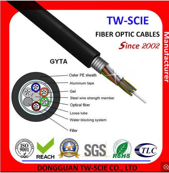 1-144 Core GYTA G652D Shielded Loose Tube Stranded Fiber Optic Cable Longer Life