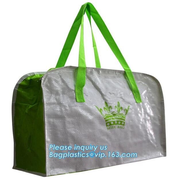 Custom Huge Luggage PP Woven Bag With Zipper Lock,PP Woven Shopping Bag,Factory customized cheap laminated pp woven shop