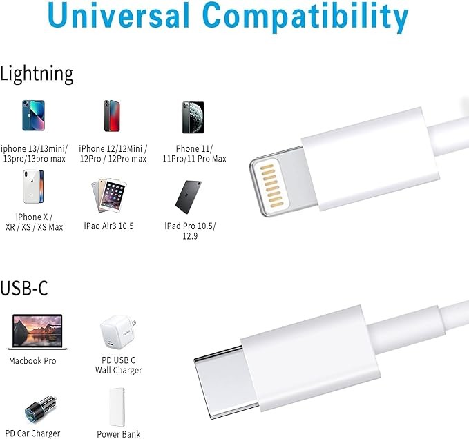 3A Fast Charging Usb C Data Transfer Cable 20W For IP X Xs XR 11 12 13 14 Pro Max