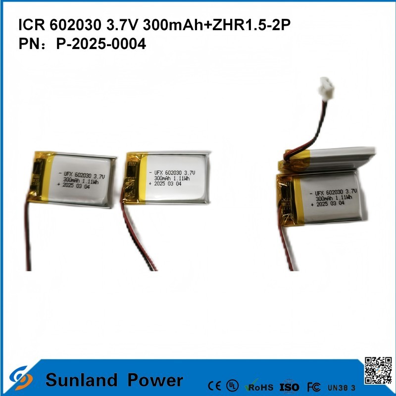 602030 3.7V 300mAh+ZHR1.5-2P Battery From Ultra-thin Design Flexible Compatibility For Various Small Smart Devices Bluetooth Earphones Wearable