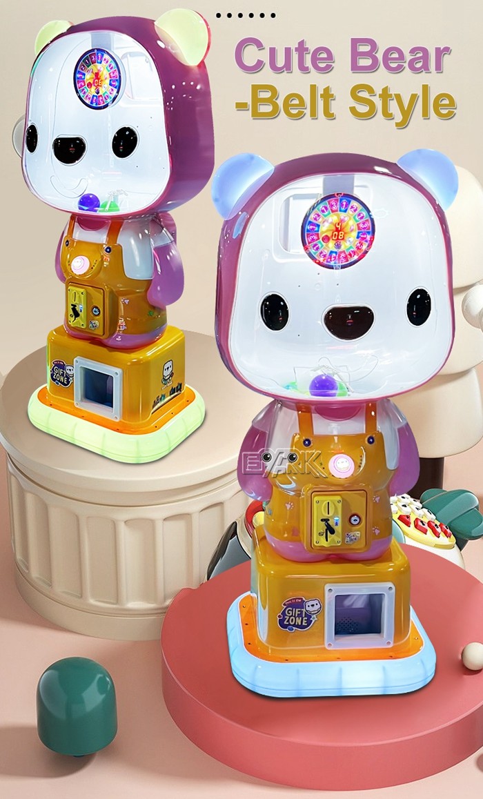 Cute Bear Belt Style Crane Game Machine Lollipop Candy Prize Rolling Vending Arcade Game Machine
