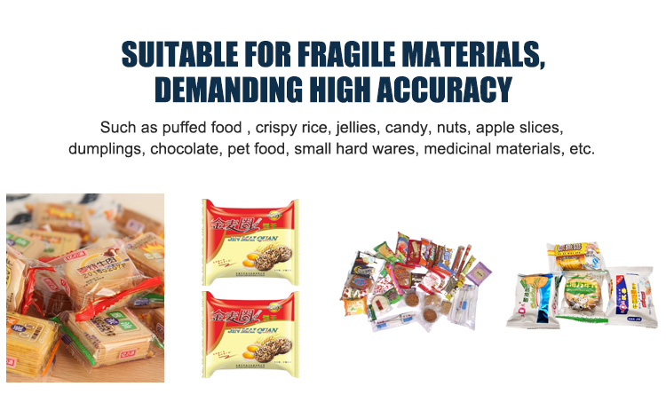 Three Servo Control Horizontal Automatic Food Pouch Packing Machines For Biscuit