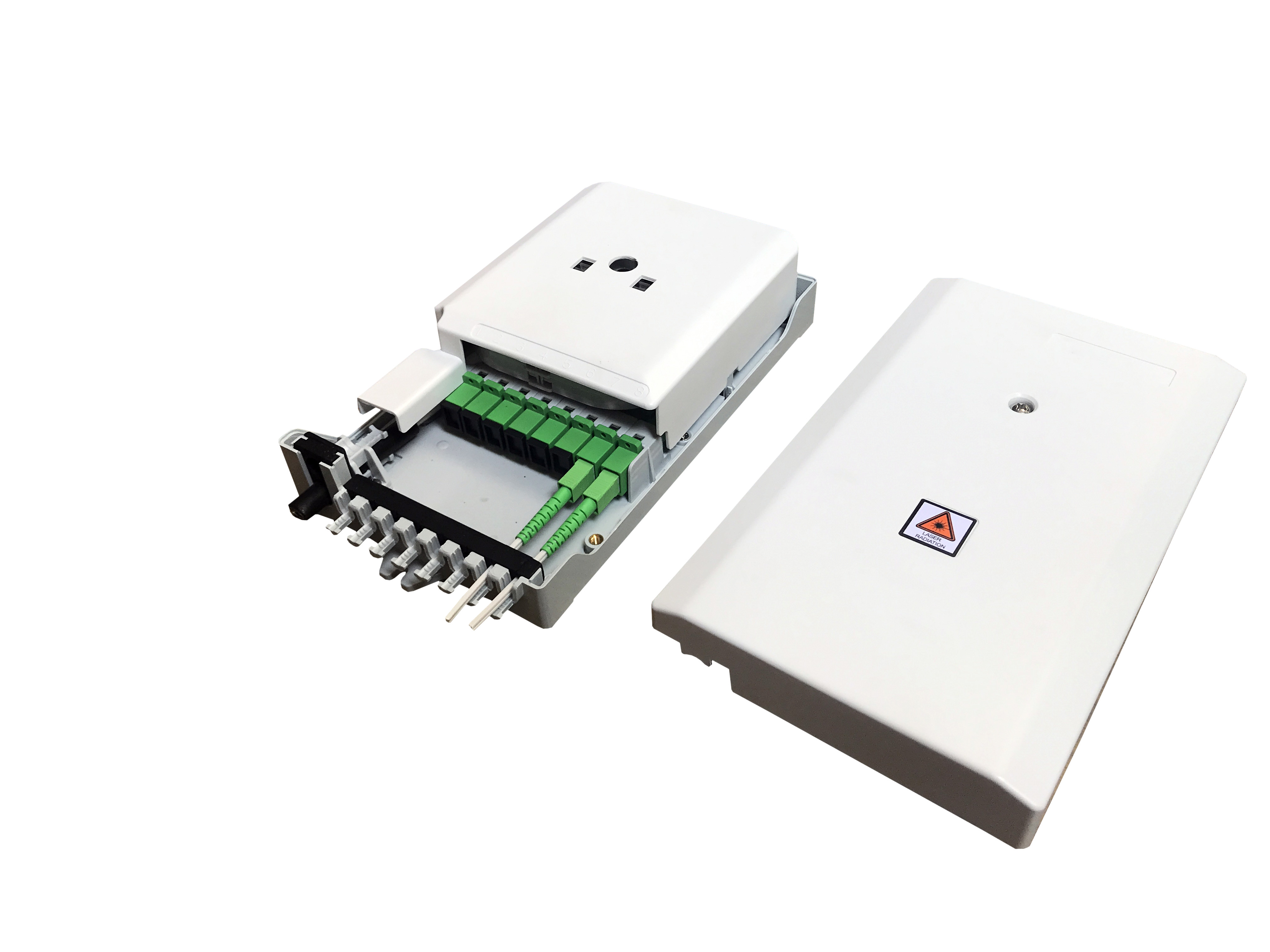 GFS-8ZT-2,fiber distribution box,splitter box,Max Capacity 8 cores,,size 235*126*52mm, Material: PC+ABS,IP 65