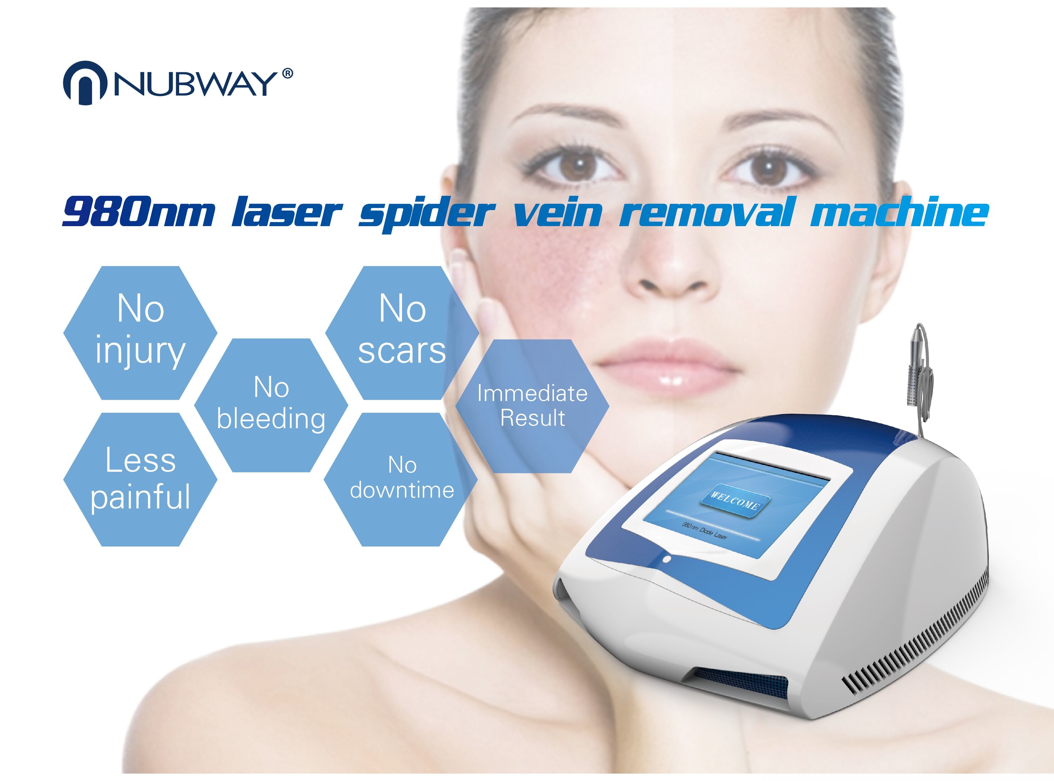 2018 Newest invention painless 980nm laser spider vein / vascular removal machine