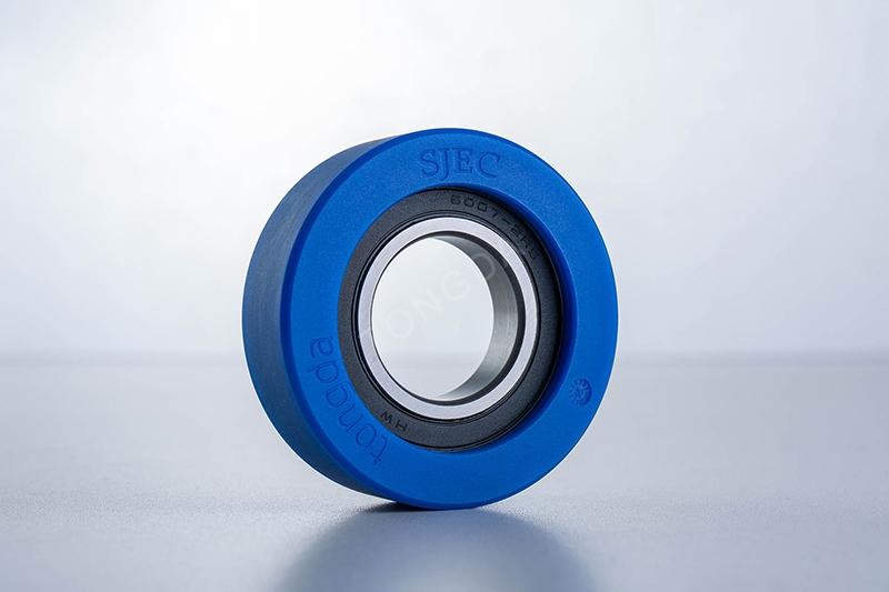 Specification Ф80*25 SJEC Escalator Parts , Blue Color Escalator Roller