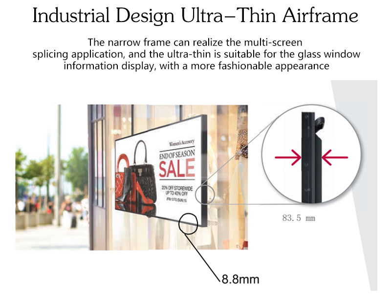 Double Sided FCC Certified 350 Nits LCD Advertising Equipment For Restaurants