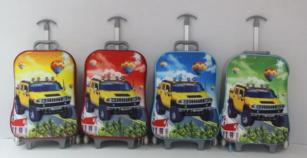 Fashion design EVA mould car cartoon kids trolley school bag